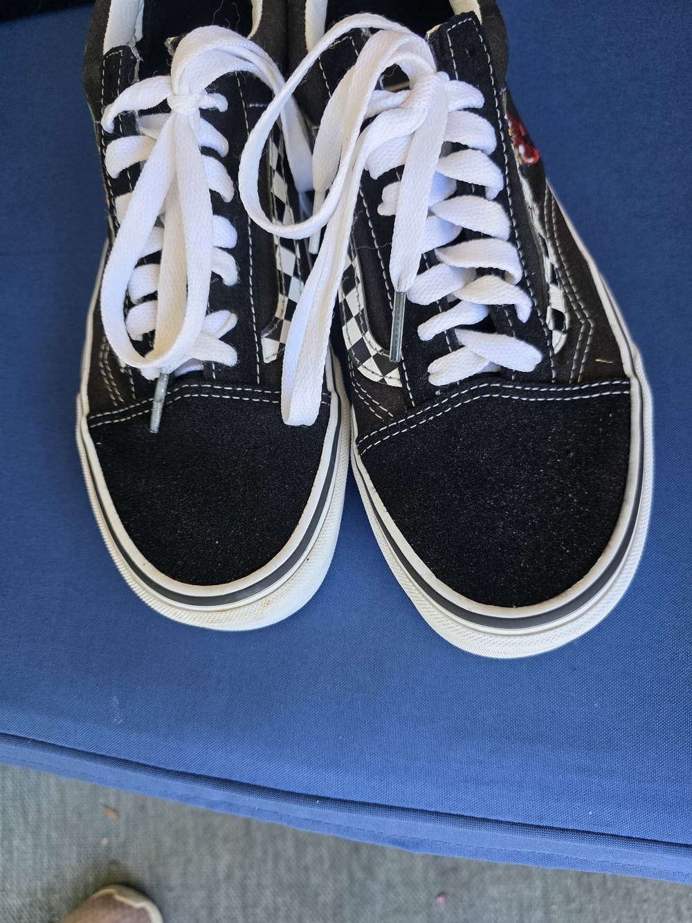 Vans Old Skool Off The Wall Embroidered Checkerboard Sneakers W8 M6.5 With Bag - Picture 6 of 16